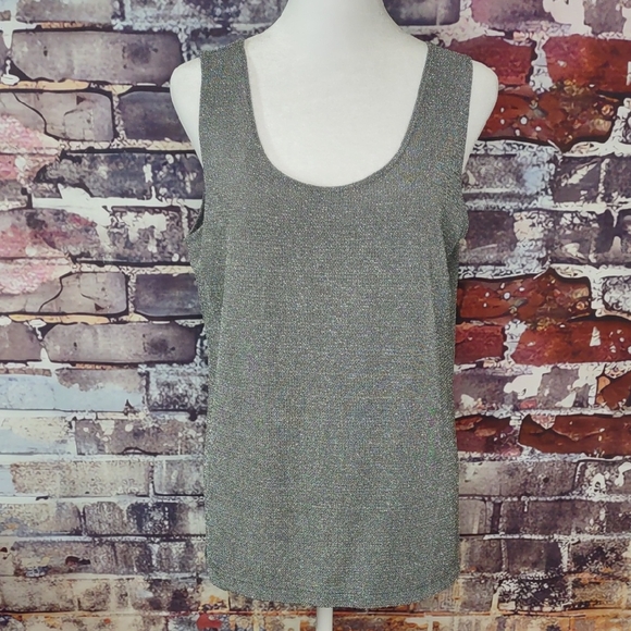Chico's Grey/Silver Lurex Stretch Knit Tank Top - Picture 1 of 6